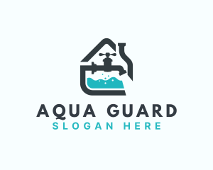 Faucet House Plumbing Repair logo design