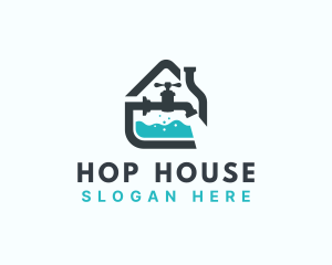 Faucet House Plumbing Repair logo design