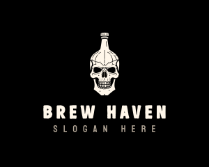 Liquor Bottle Skull logo design