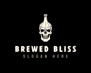 Liquor Bottle Skull logo design