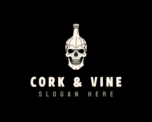 Liquor Bottle Skull logo design