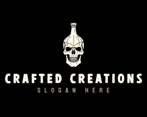 Liquor Bottle Skull logo design