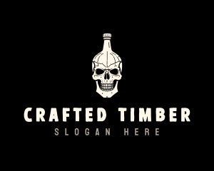 Liquor Bottle Skull logo design