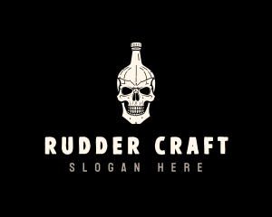 Liquor Bottle Skull logo design