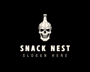 Liquor Bottle Skull logo design