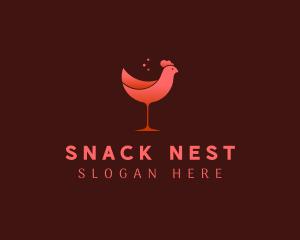 Chicken Wine Glass  logo design