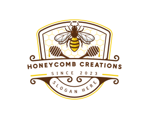 Bee Honeycomb Hive logo design