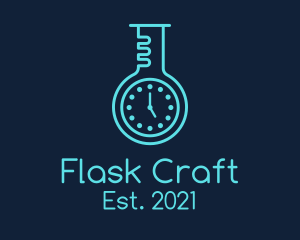 Laboratory Flask Timer logo design