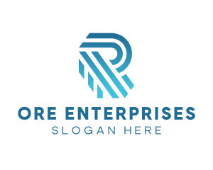 Business Stripe Letter R logo design