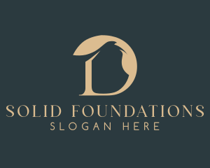 Golden Leaf Letter D Logo