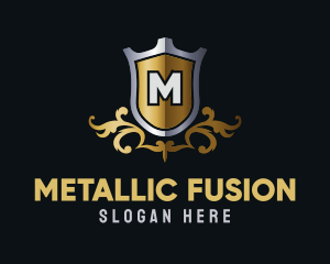 Metal Gothic Crest Letter logo