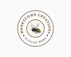 Bee Honeycomb Hive logo design