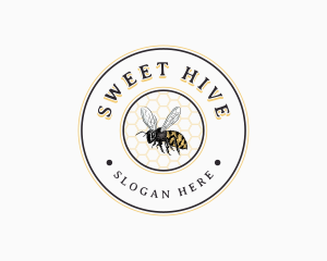 Bee Honeycomb Hive logo design