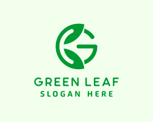 Herb Leaf Hand Letter G logo design