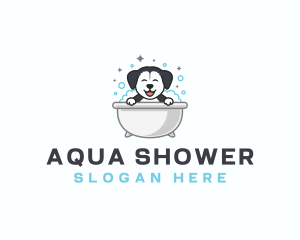 Dog Grooming Bathtub logo design