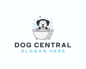 Dog Grooming Bathtub logo design