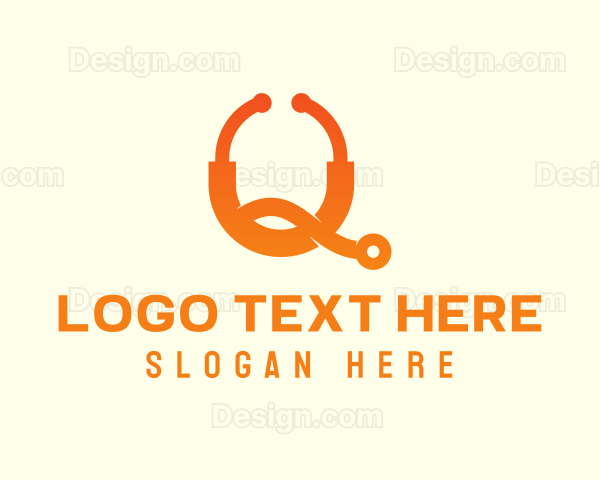 Orange Stethoscope Letter Q Logo