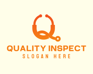 Orange Stethoscope Letter Q logo design