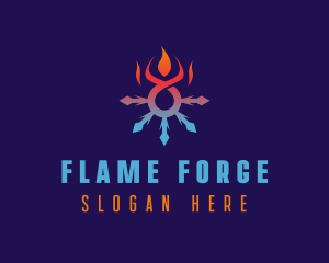 Ice Fire Snowflake logo design