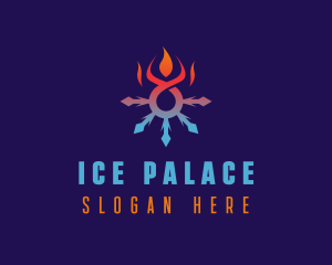 Ice Fire Snowflake logo design