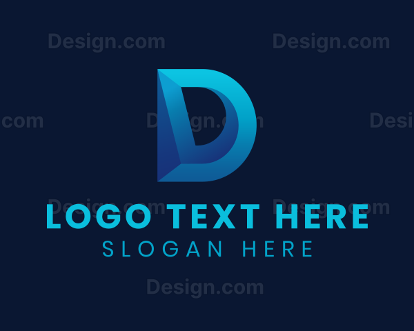 3D Blue Letter D Logo