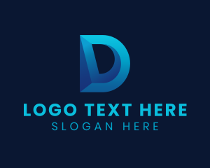 3D Blue Letter D logo design