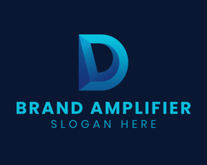 3D Blue Letter D logo design