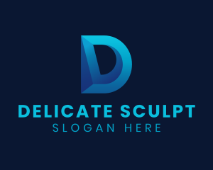 3D Blue Letter D logo design