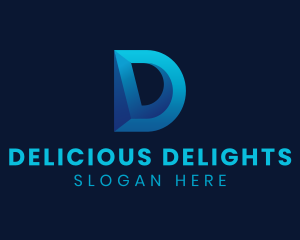 3D Blue Letter D logo design