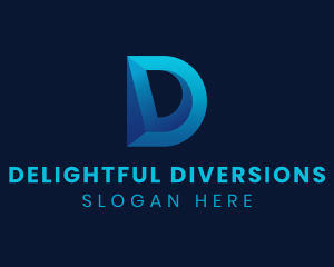 3D Blue Letter D logo design