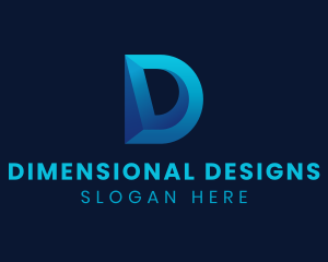 3D Blue Letter D logo design