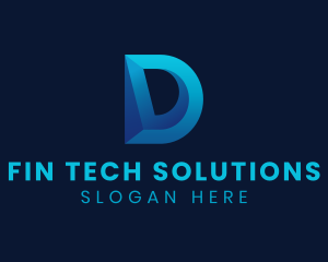 3D Blue Letter D logo design