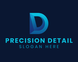 3D Blue Letter D logo design