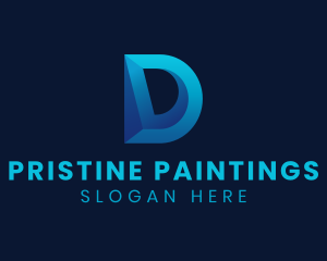 3D Blue Letter D logo design