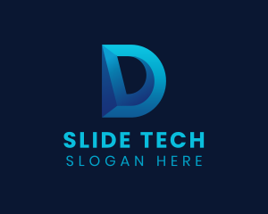 3D Blue Letter D logo design