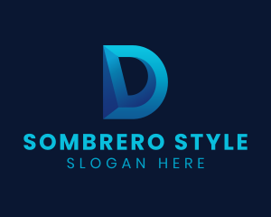 3D Blue Letter D logo design