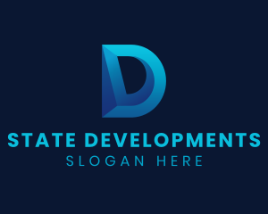 3D Blue Letter D logo design