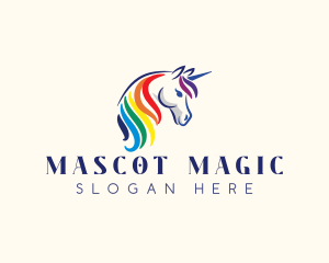 Unicorn Rainbow Horse logo design