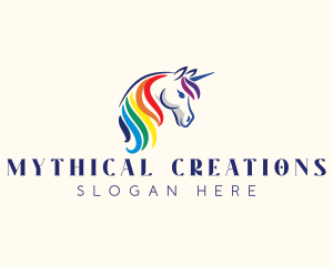 Unicorn Rainbow Horse logo design