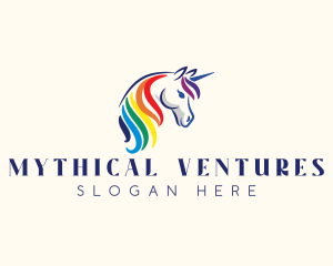 Unicorn Rainbow Horse logo design