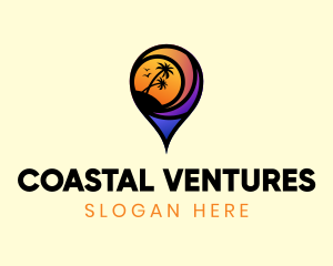 Tropical Island Location PIn logo design