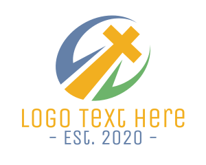 Symbolic - Colorful Cross Badge logo design
