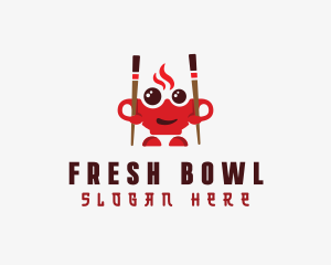 Chopsticks Asian Bowl logo design