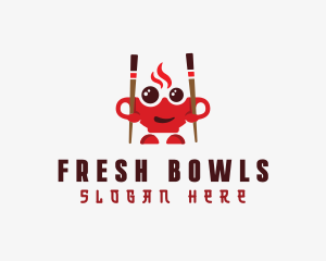 Chopsticks Asian Bowl logo design