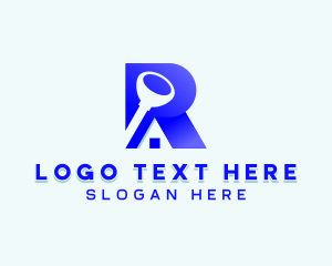 House - Plunger Plumbing Letter R logo design