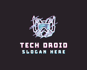 Robot Helmet Anaglyph logo design