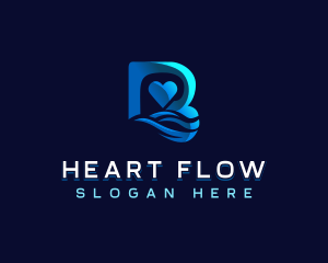 Heart Waves Letter B logo