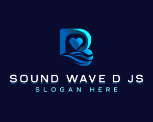 Heart Waves Letter B logo design