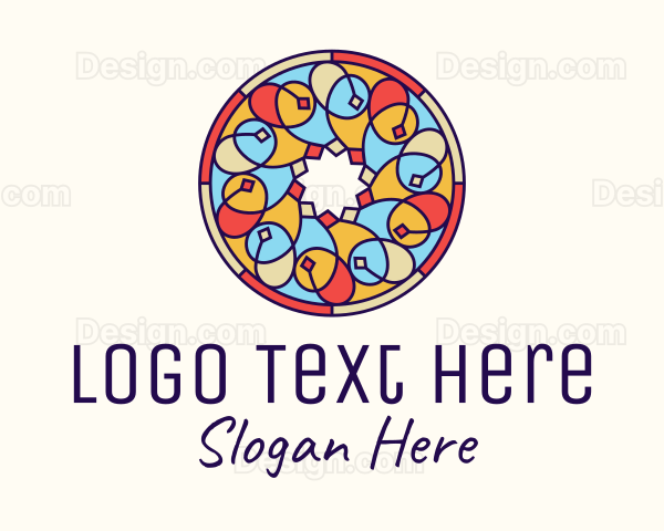 Festive Round Stained Glass Logo