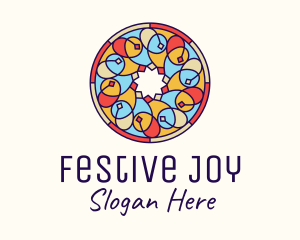 Festive Round Stained Glass logo design